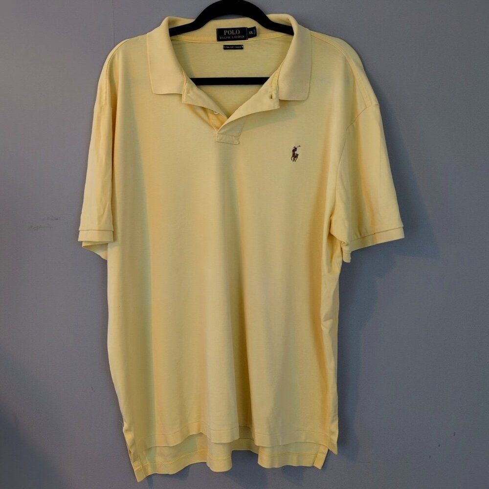 Men's Ralph Lauren Yellow 100% Pima Cotton Short Sleeve Polo Size XXL